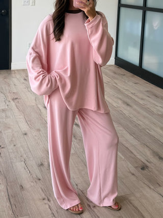 Just Chillin' Brush Knit Pants | Blush