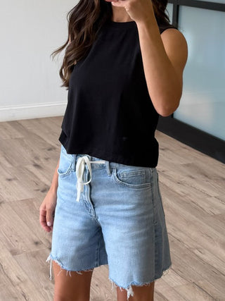 Oaklynn Drawstring Denim Shorts | +Plus Available