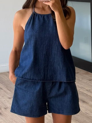 Avielle Denim Elastic Shorts