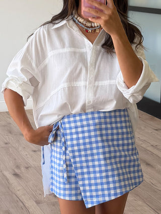 Seaside Gingham Wrap Skort