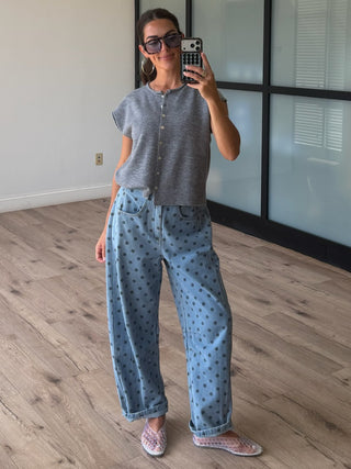 Dot Rally Barrel Pants | Denim
