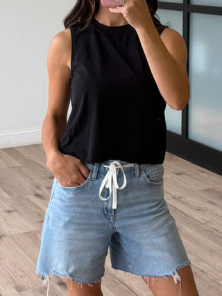 Oaklynn Drawstring Denim Shorts | +Plus Available