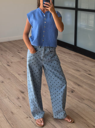 Dot Rally Barrel Pants | Denim