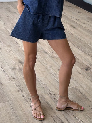 Avielle Denim Elastic Shorts