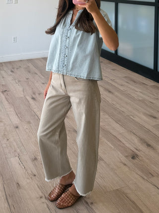 Cinder Wide Fray Hem Jeans
