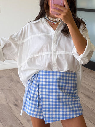 Seaside Gingham Wrap Skort