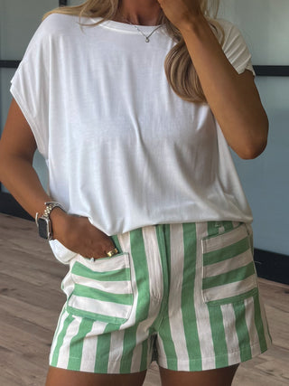 Nicolo Stripe Shorts | Green Apple