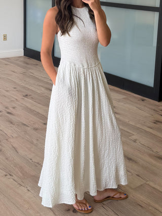 Ophelia Smocked Dress | White