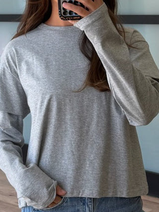 Double Layered Long Sleeve Tee | Grey