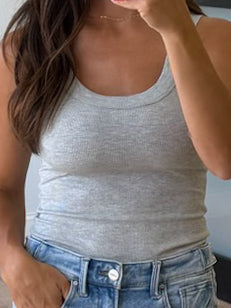 Scoop Essential Ribbed Tank | Grey | +Plus Available