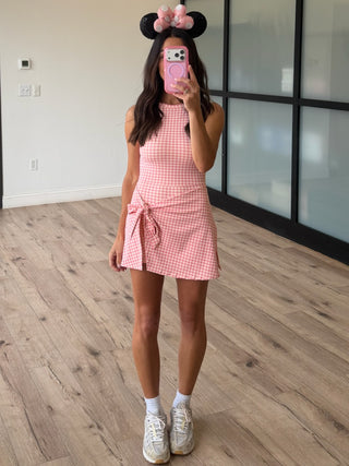 Gingham Active Wrap Romper | Blush