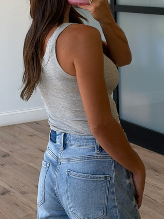 Scoop Essential Ribbed Tank | Grey | +Plus Available