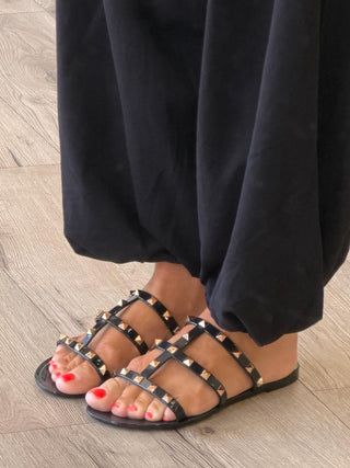 Studded Jelly Cage Sandal | Black