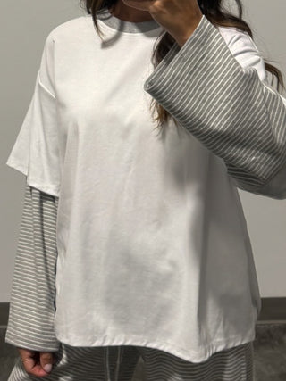Double Up Oversized Long Sleeve Tee | Snowdrift