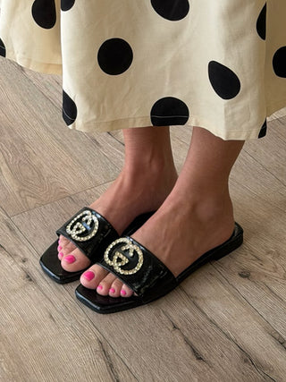 Firenze Embellished Slides | Black