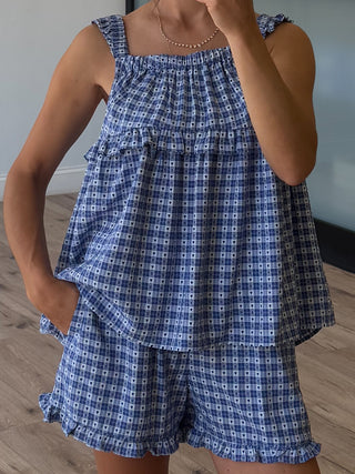 Blueberry Hearts Tiered Tank