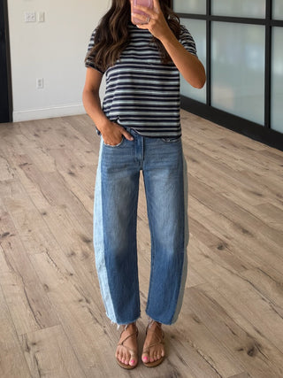 Dual Tone Barrel Jeans | RESTOCK