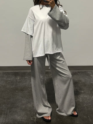 Double Up Oversized Long Sleeve Tee | Snowdrift