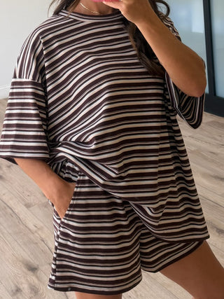 Jovi Waffle Knit Tee + Shorts Set | Brownie Mix | +Plus Available