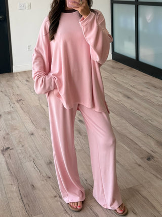 Just Chillin' Brush Knit Pants | Blush