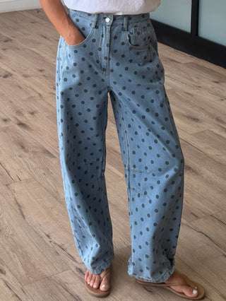 Dot Rally Barrel Pants | Denim
