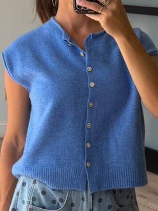Elsie Button-Front Knit Vest | Blueberry
