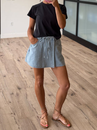 Taylor Overlap Denim Skort
