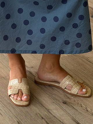 Heritage Croc Embossed Sandal | Bone
