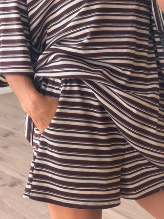 Jovi Waffle Knit Tee + Shorts Set | Brownie Mix | +Plus Available