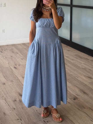 Southern Skies Gingham Dress | Blue