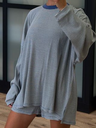 Easy Going Ribbed Stripe Shorts | Denim | +Plus Available