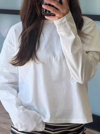 Double Layered Long Sleeve Tee | White