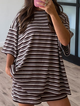 Jovi Waffle Knit Tee + Shorts Set | Brownie Mix | +Plus Available