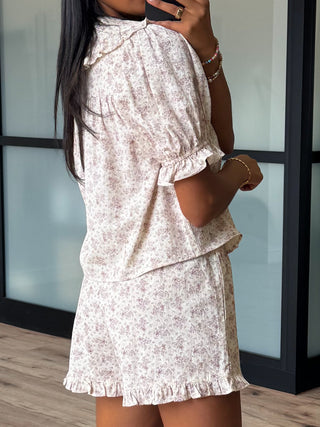 Tea Rose Ruffle Trim Shorts