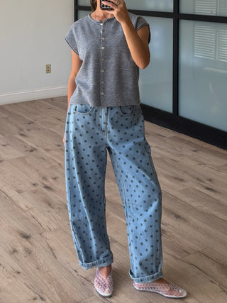 Dot Rally Barrel Pants | Denim