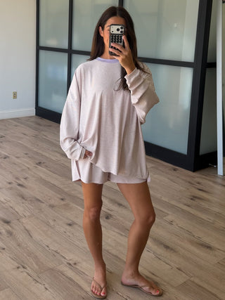 Easy Going Ribbed Stripe Pullover | Lilac