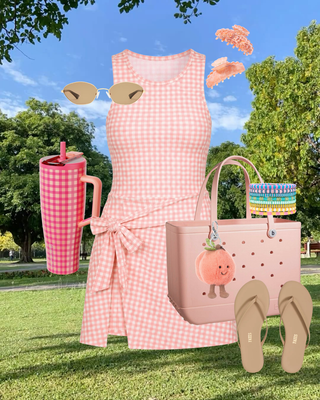Gingham Active Wrap Romper | Blush