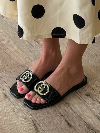 Firenze Embellished Slides | Black
