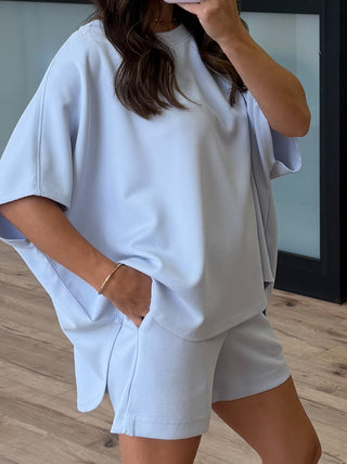 Halo Ribbed Lounge Shorts | Powder Blue