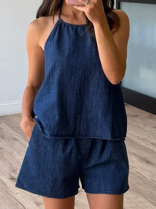 Avielle Denim Elastic Shorts