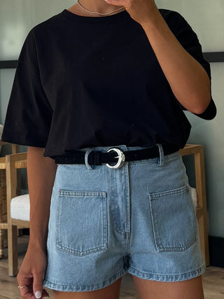 Layken Patch Pocket Denim Shorts