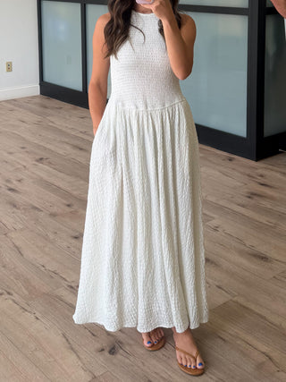 Ophelia Smocked Dress | White