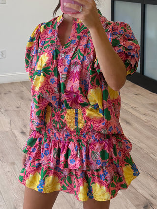 Tropical Passionfruit Smocked Skirt