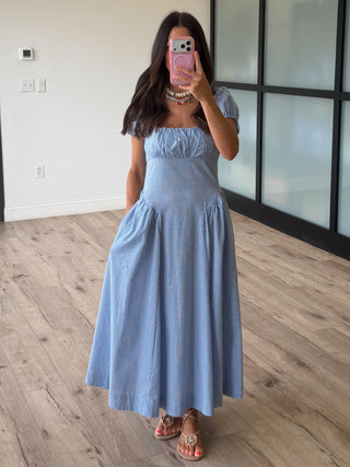 Southern Skies Gingham Dress | Blue