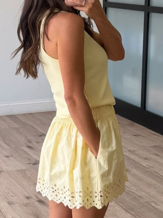 Living Life Eyelet Skort | Lemon