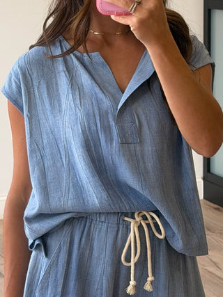 Idyll Chambray Drawstring Shorts