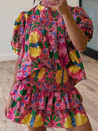 Tropical Passionfruit Smocked Skirt