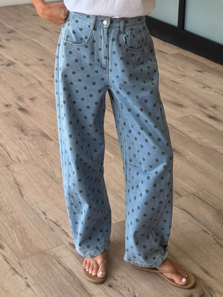Dot Rally Barrel Pants | Denim