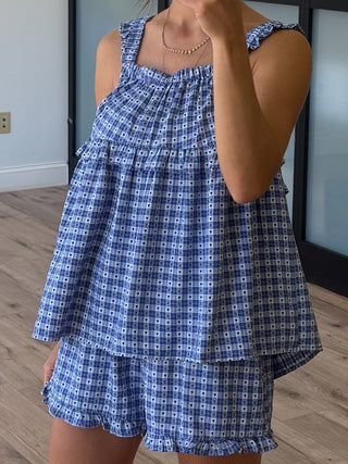 Blueberry Hearts Tiered Tank