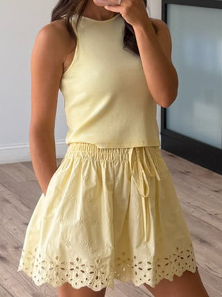 Living Life Eyelet Skort | Lemon
